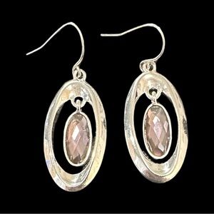 Dangle Earrings Oval Shaped Center Smoke Gray Purple